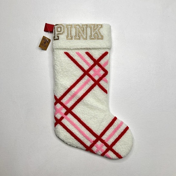 Victoria's Secret Pink White Sherpa Christmas Stocking - Picture 1 of 5